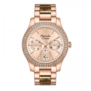 Alexandre Christie AC 2932 Full Rosegold Brown New BFBRGLNBO